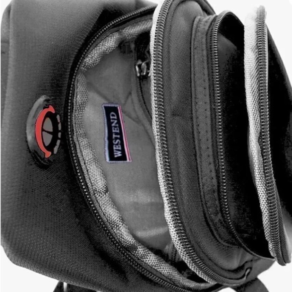 WESTEND Sleek Black Belt Bag with Red Accent.Nylon Unisex Crossbody Sling Bag. - Picture 4 of 9